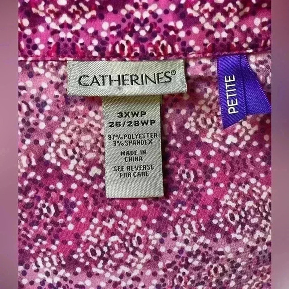 Catherines Business Casual Button Up Short Sleeved Pink Blouse Size 3XWP - Picture 5 of 9